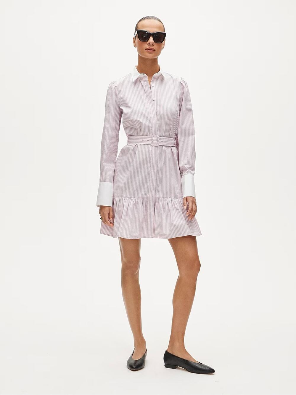 J.Crew Tiered shirt-dress in striped cotton poplin